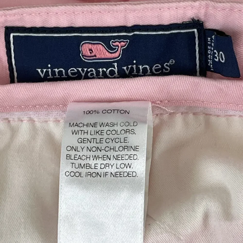 Vineyard Vines Men's Size 30 Club Short 9” Chino Cotton Twill Pink Golf Preppy